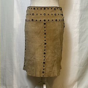Vintage Rem Garson Suede Leather Grommet Skirt